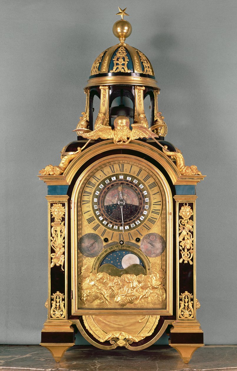 Astronomisk klokke laget for Grand Dauphin Louis av Frankrike (1661-1711), 1710 (forgylt bronse) av Philippe and Fardoil, Pierre Caffieri