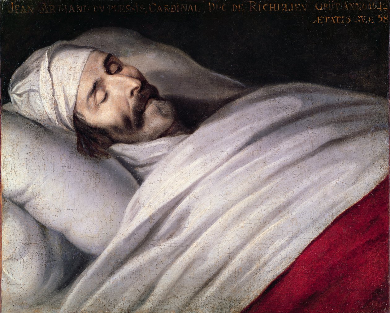 Kardinal Richelieu (1585-1642) på sitt dødsleie av Philippe de Champaigne