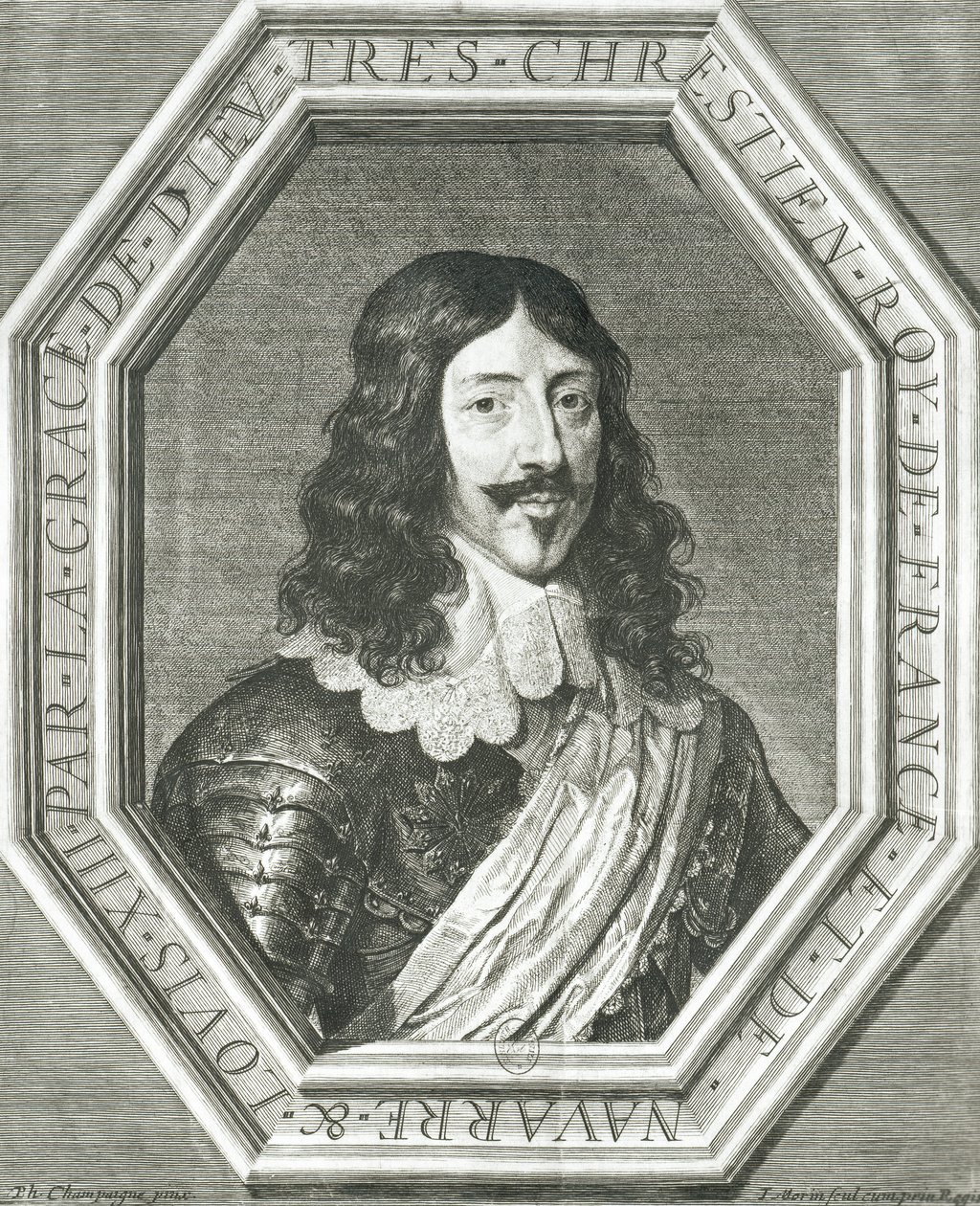 Portrett av Louis XIII (1601-43) gravering av Jean Morin av Philippe de Champaigne