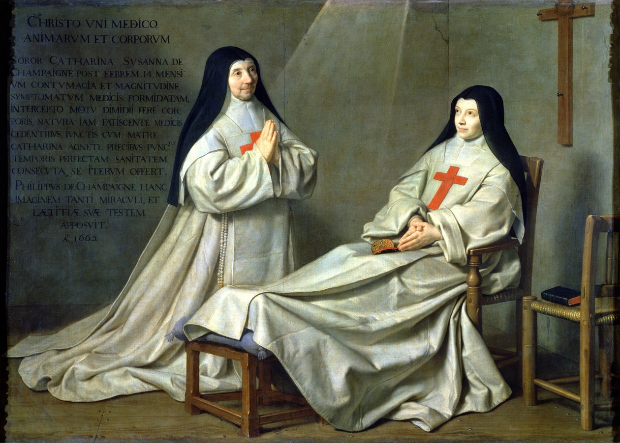 Portrett av mor Catherine-Agnes Arnauld (1593-1671) og søster Catherine av St. Suzanne Champaigne (1636-86) kunstnerens datter, 1662 (for detaljer se 89737) av Philippe de Champaigne