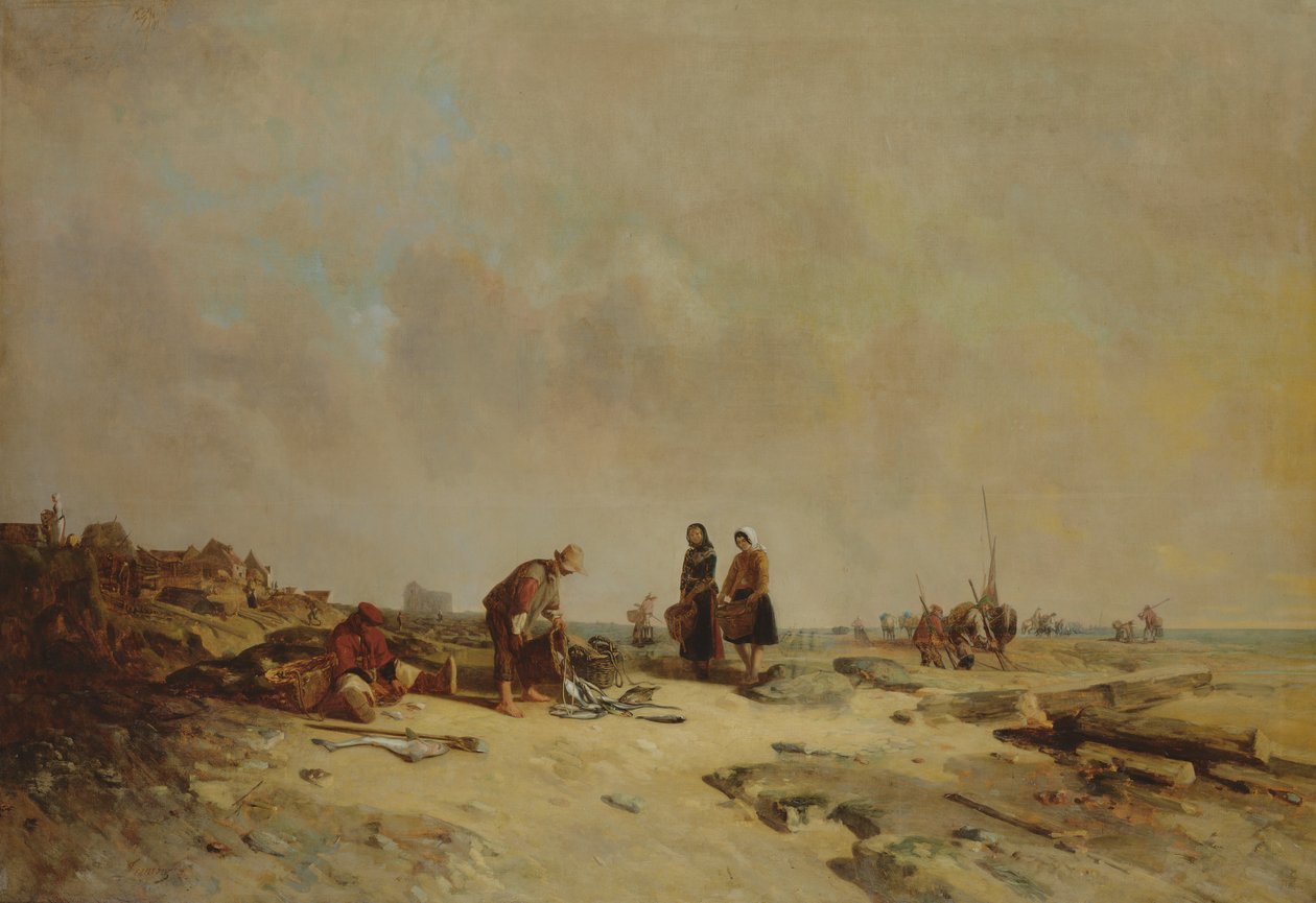 Tidevann ved Audresselles av Philippe Auguste Jeanron