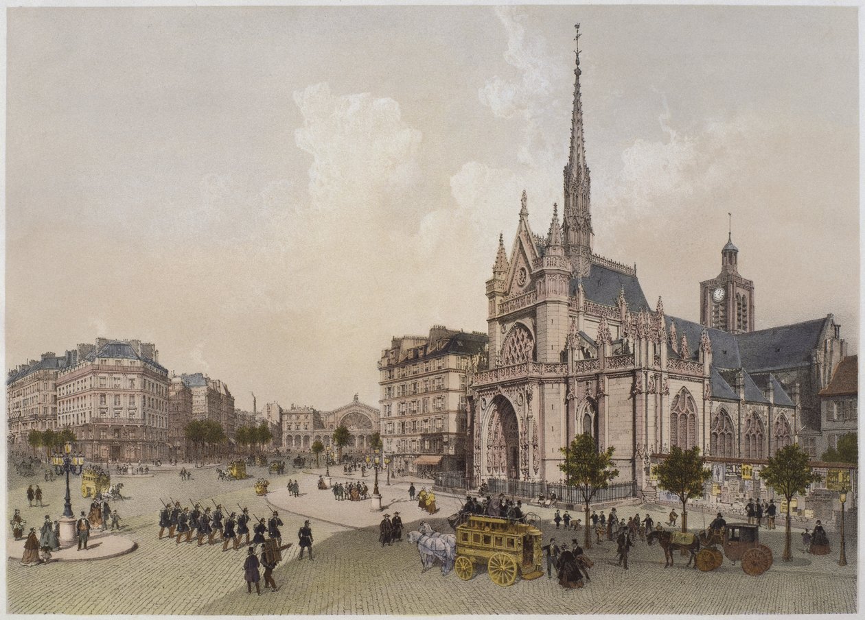 Church of St. Laurent, Paris, illustrasjon fra 'Paris in its Splendor', utgitt av Henri Charpentier, 1861 av Philippe Benoist