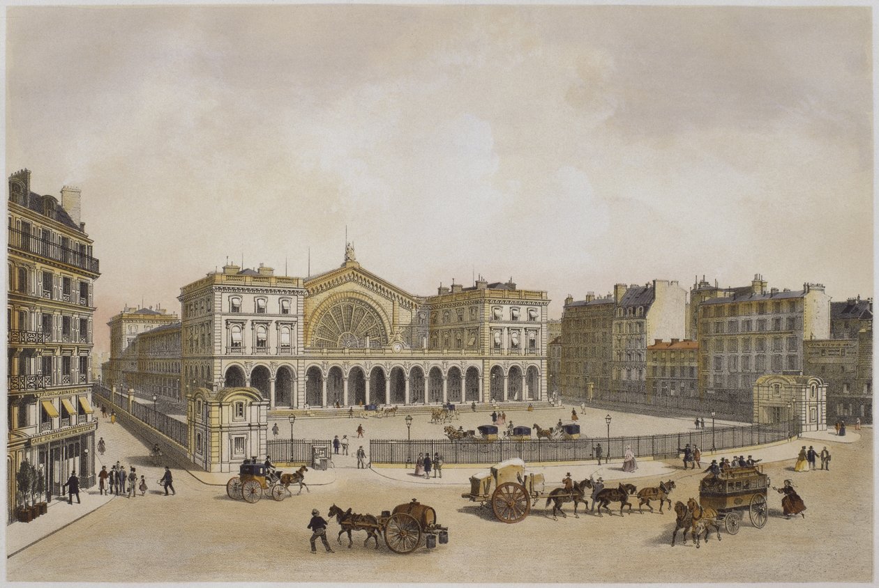 Gare de l'Est, Paris, illustrasjon fra 'Paris i sin prakt', utgitt av Henri Charpentier, gravert av Aubrun, 1861 av Philippe Benoist
