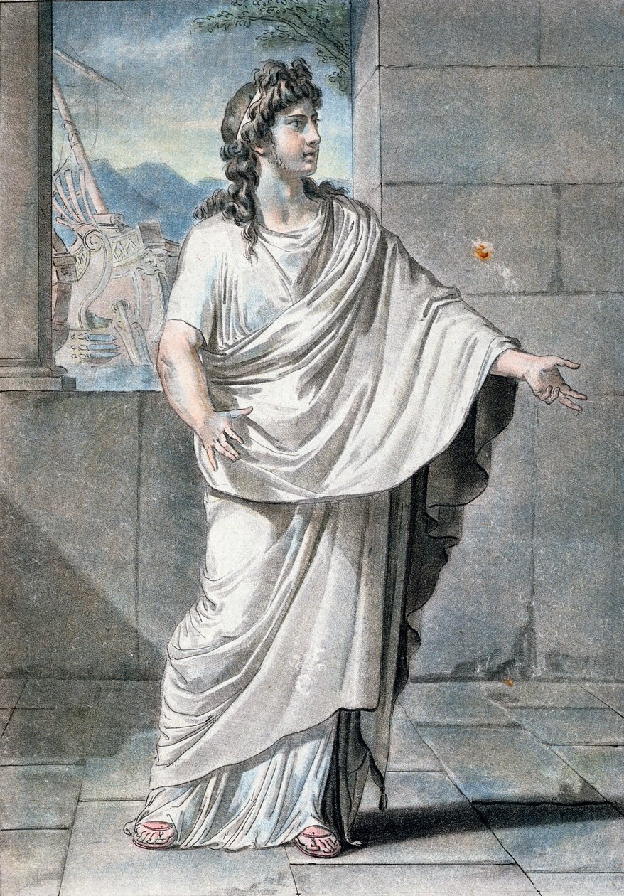 Orestes, kostyme for 'Andromaque' av Jean Racine, fra 'Research on the Costumes and Theatre of All Nations', gravert av Pierre Michel Alix (1762-1817) 1802 av Philippe Chery