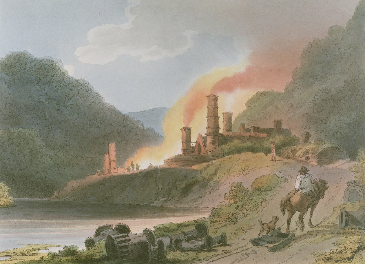 Iron Works, Coalbrook Dale, fra "Romantic and Picturesque Scenery of England and Wales", 1805 av Philippe Jacques de Loutherbourg