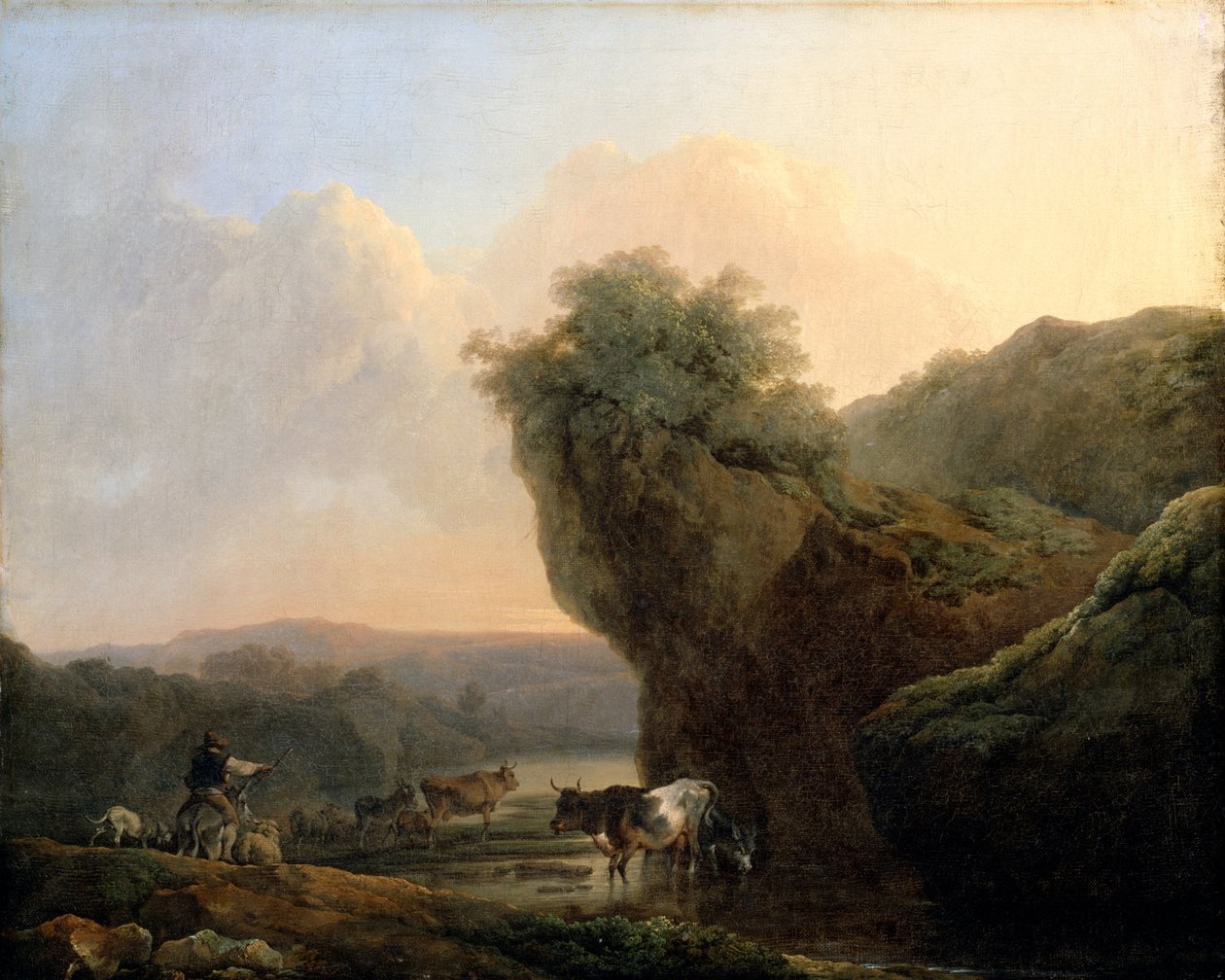 Landskap med storfe av Philippe Jacques de Loutherbourg