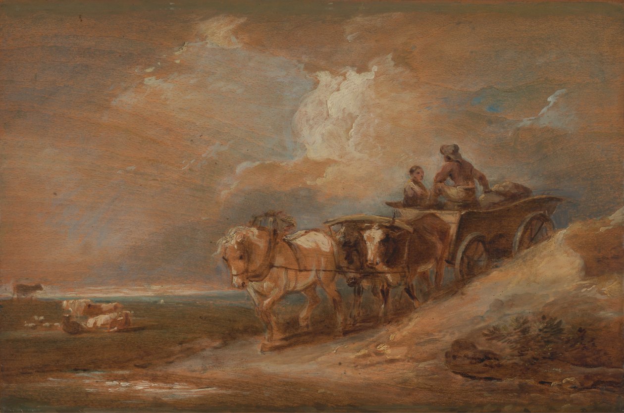 Landskap med hest og oksekjerre av Philippe Jacques de Loutherbourg
