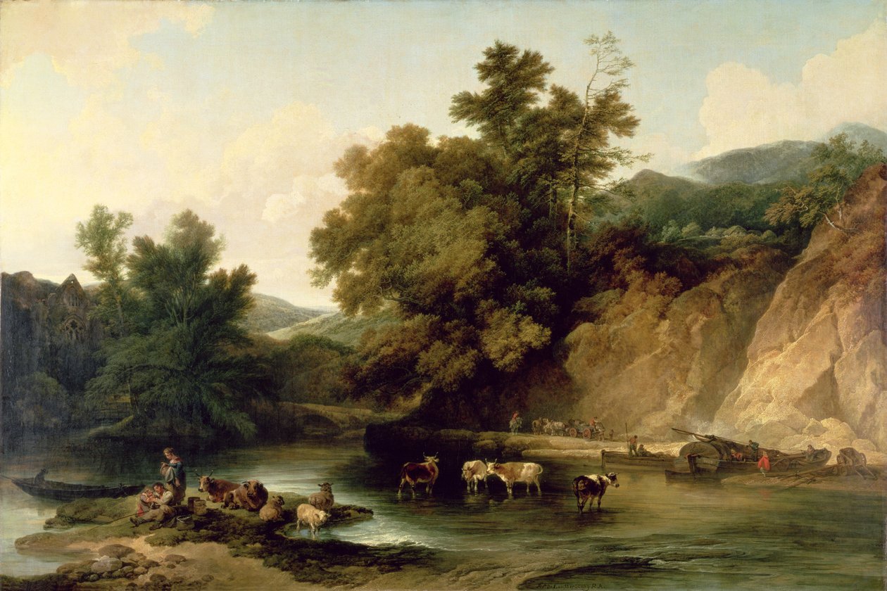 The River Wye ved Tintern Abbey, 1805 av Philippe Jacques de Loutherbourg