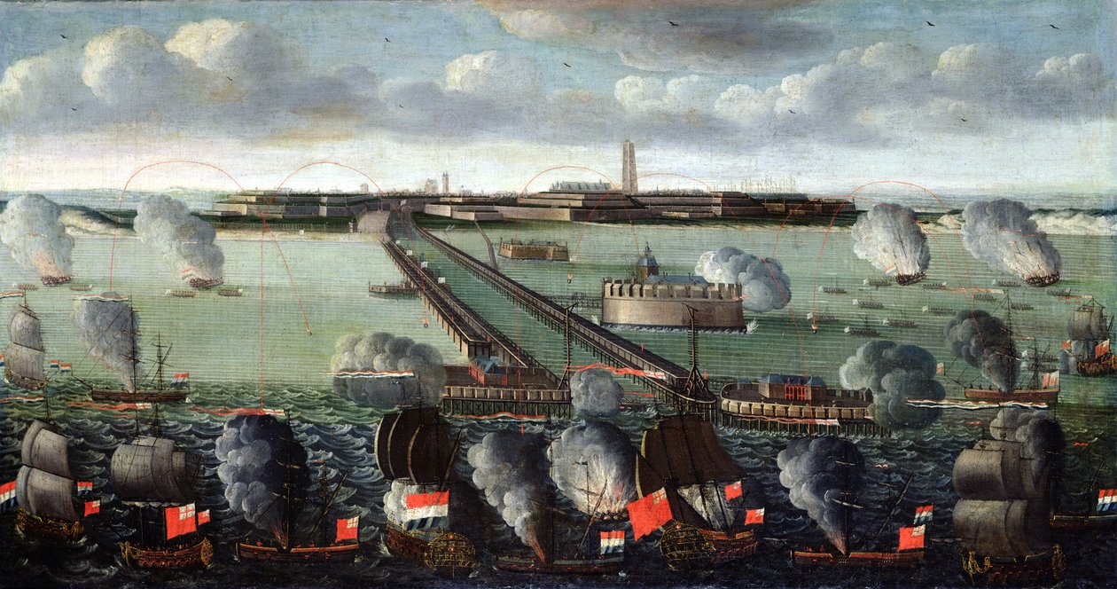 Bombardementet av Dunkirk, 11. august 1695, 1717-18 av Philippe Jonaert