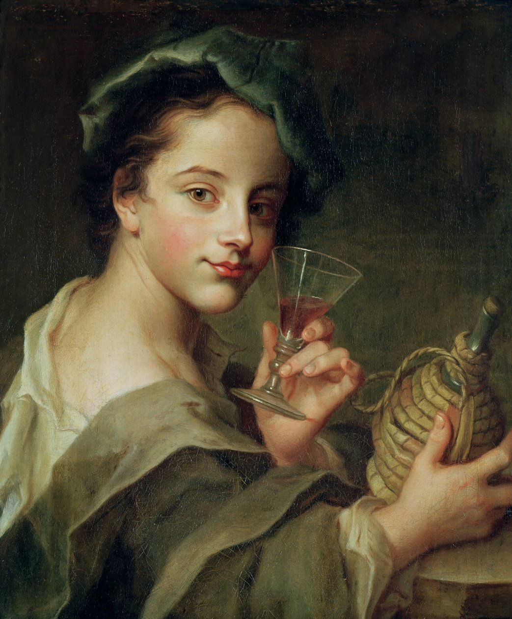 Kvinne med et glass vin av Philippe Mercier