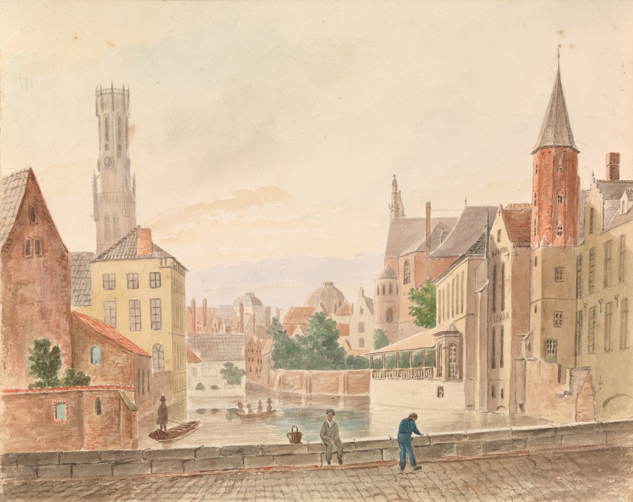 Brugge (akvarell på papir) av Philippe Auguste de Peellaert