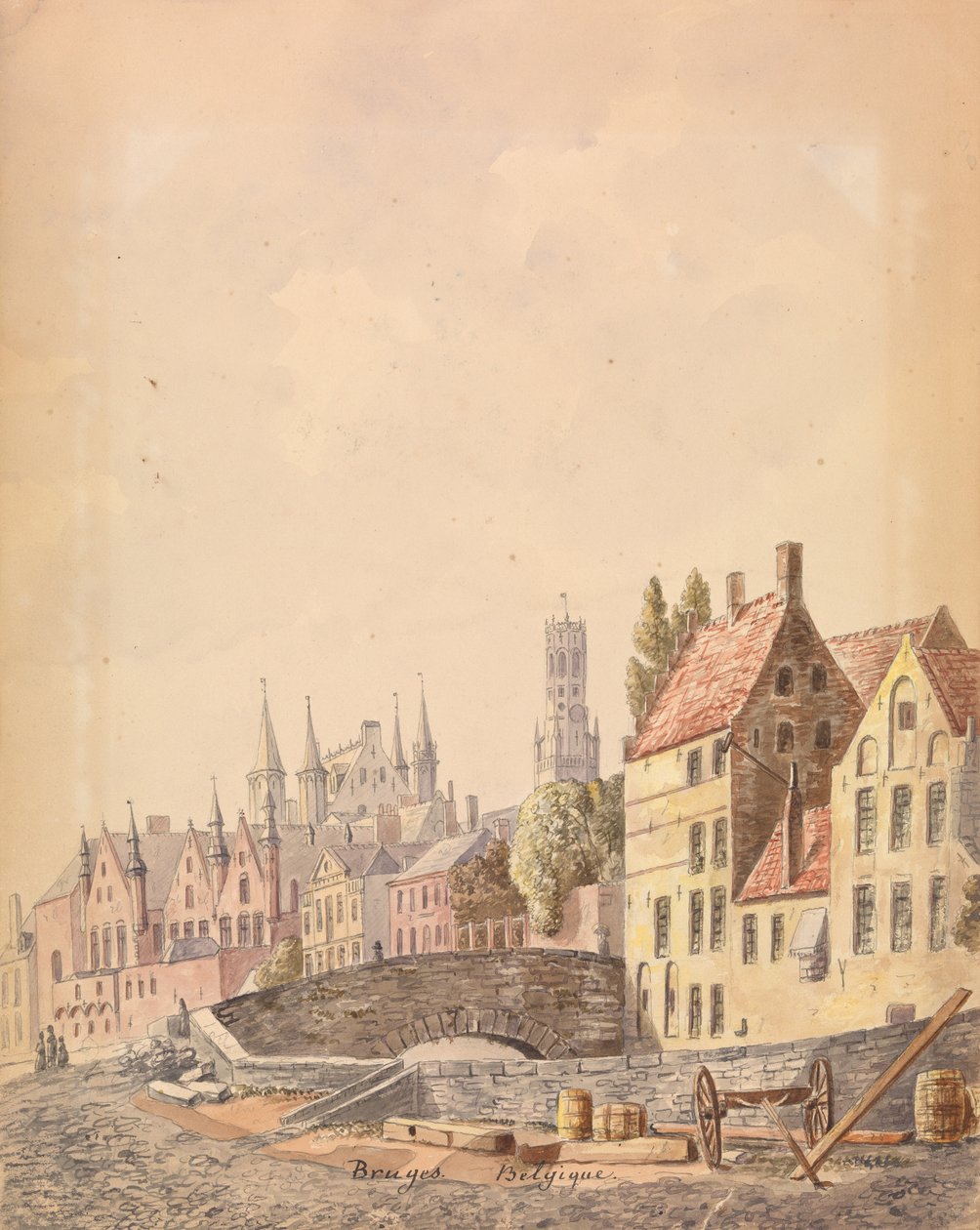 Brugge (akvarell på papir) av Philippe Auguste de Peellaert