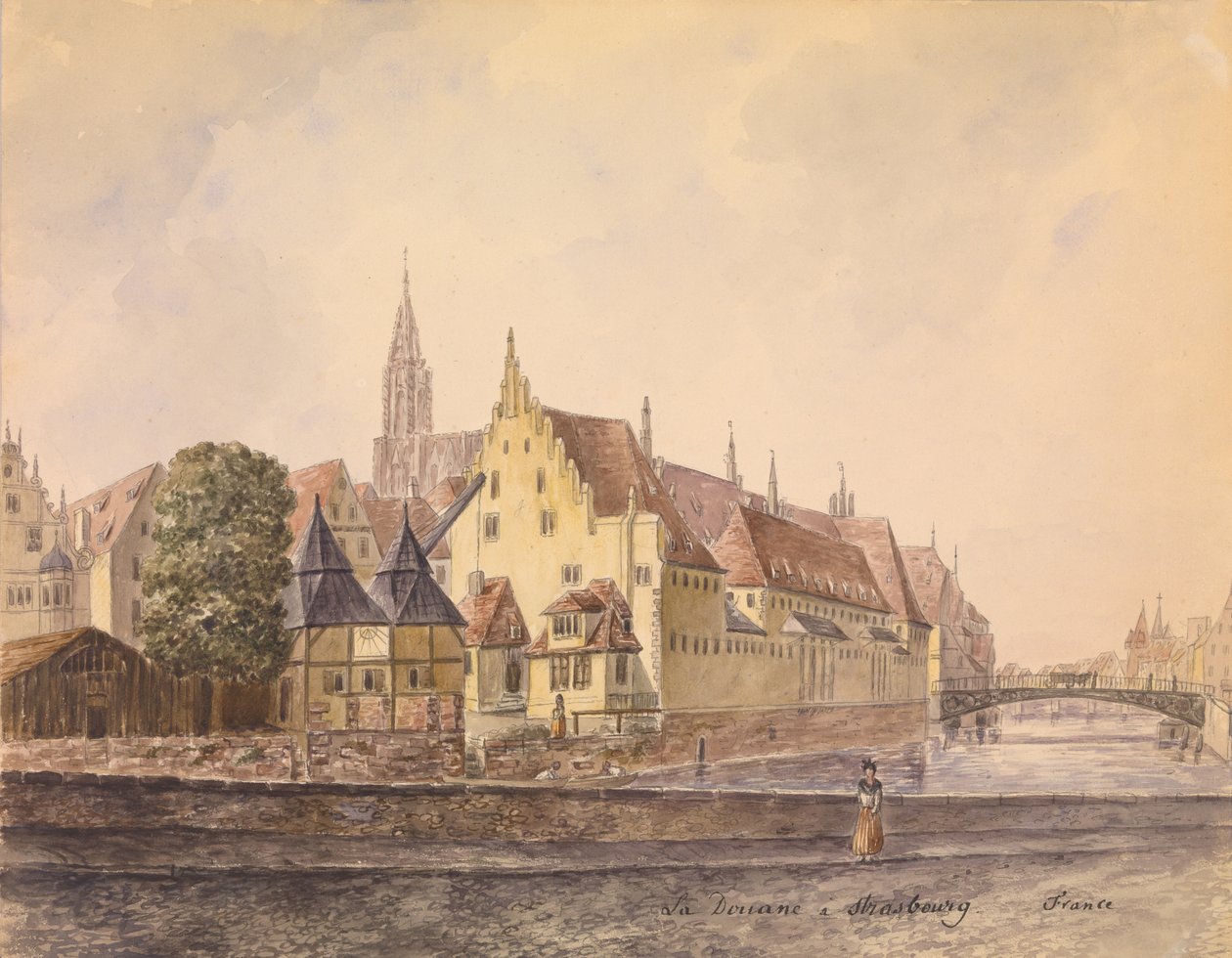 Donau ved Strasbourg (akvarell på papir) av Philippe Auguste de Peellaert