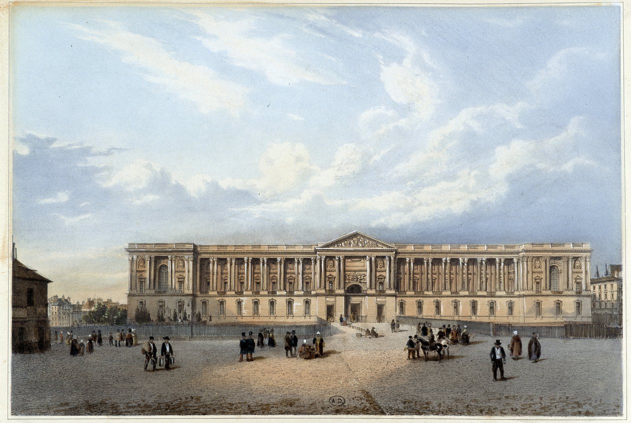 Colonnade du louvre - i "" Walk in Paris og dens omgivelser "", designet av Jacottet og Benoist, ca. 1840 av Philippe Benoist