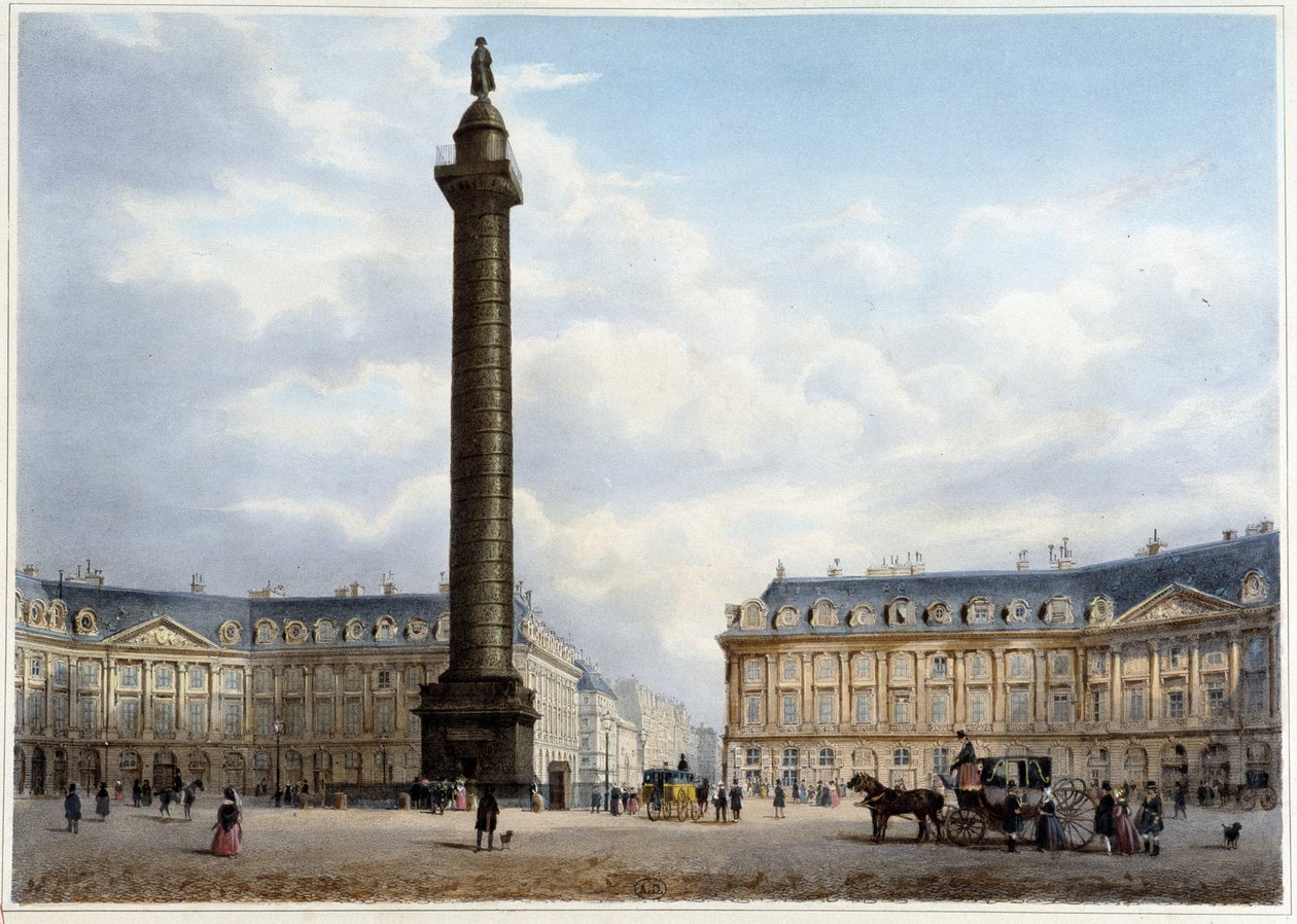 Column de la Place Vendôme - i "Walk in Paris and its environments", designet av Jacottet og Benoist, ca. 1840 av Philippe Benoist