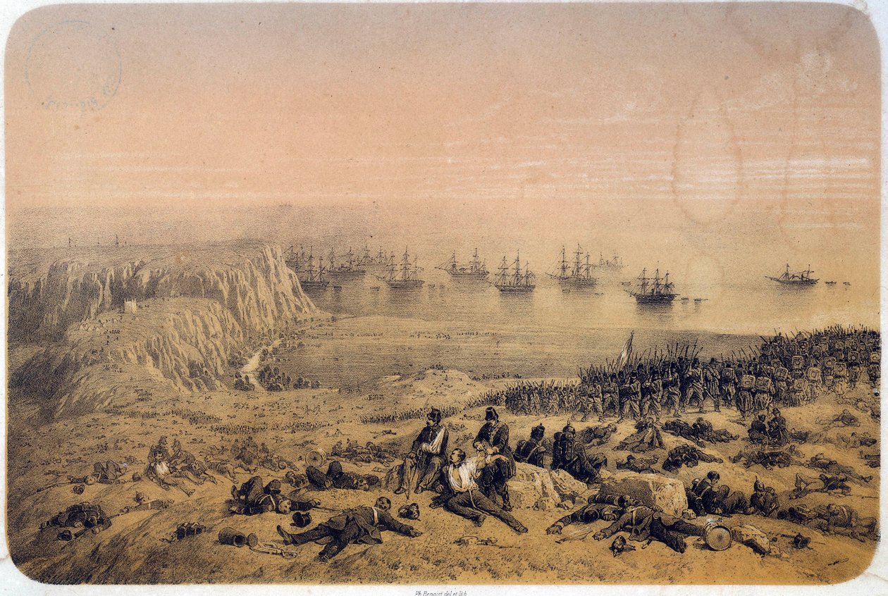 Krimkrigen (1853-1856): slaget ved Alma 20.09.1854. Illustrasjon av Philippe Benoist