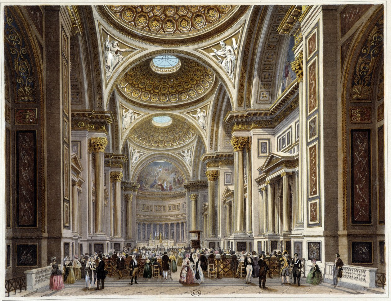 Interiør av Madeleine-kirken - i "" Promenade dans Paris et ses environs"", tegninger av Jacottet og Benoist, red. Gihaut Frères av Philippe Benoist