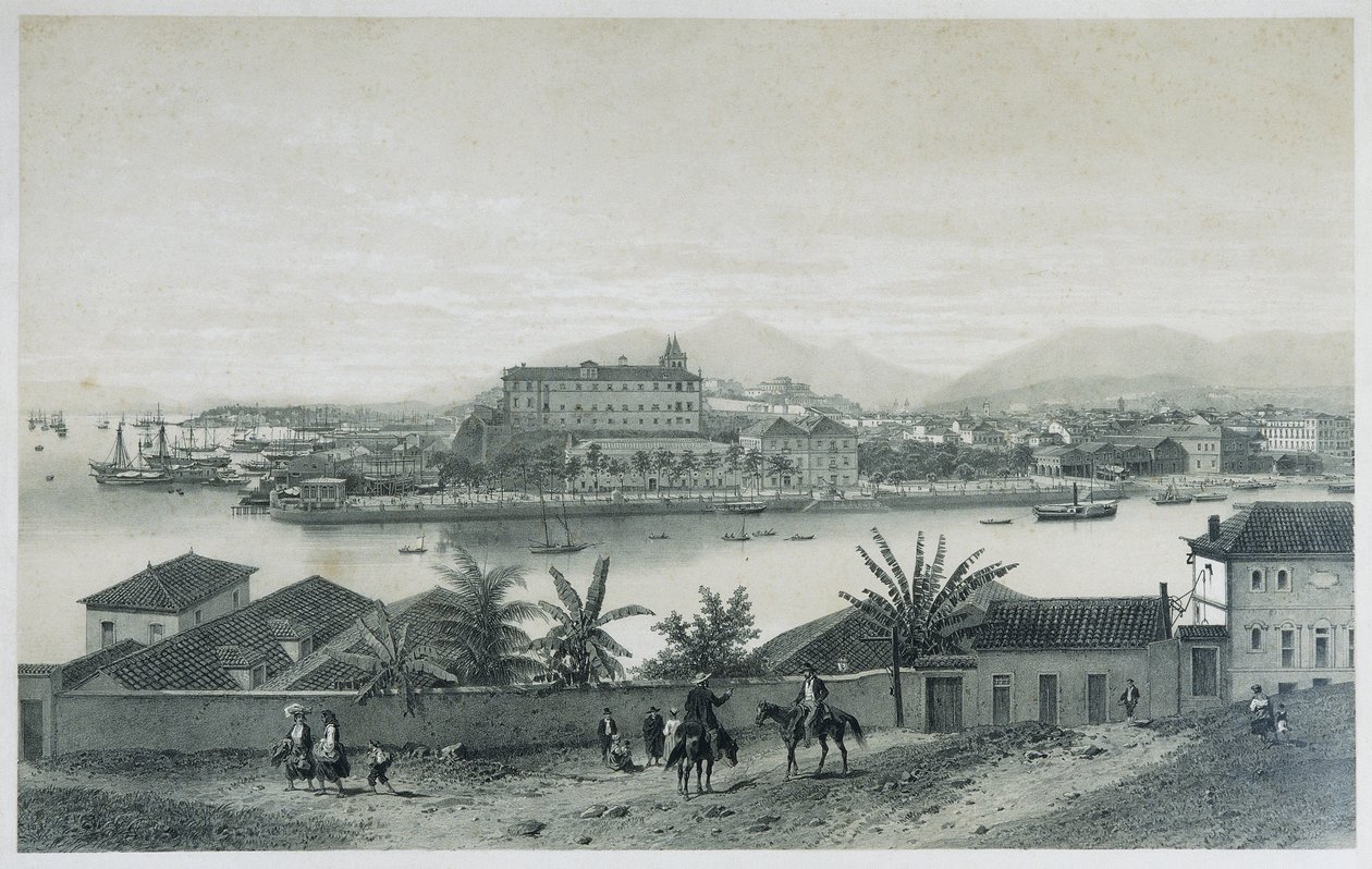 Ni panoramautsikt over Rio de Janeiro: Fra Cobras Island, 1862 av Philippe Benoist