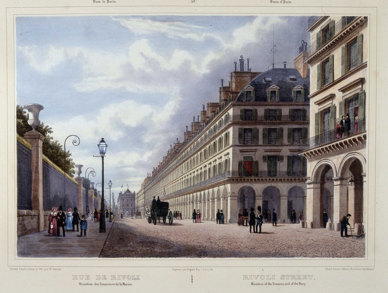 Rue de Rivoli - i ""Gå i Paris og dens omgivelser"", av Jacottet og Benoist, red. Gihaut av Philippe Benoist
