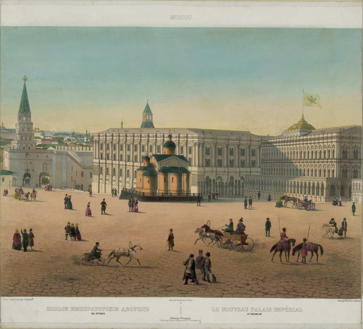 Det store Kreml-palasset fra en panoramautsikt over Moskva i 10 deler, ca 1848 av Philippe Benoist