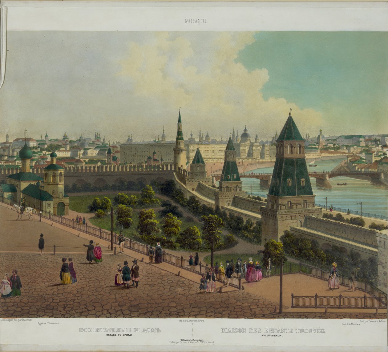 Moscow Orphanage fra en panoramautsikt over Moskva i 10 deler, ca 1848 av Philippe Benoist