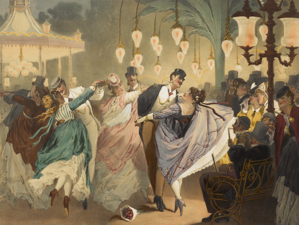 Museum of manners in action: Valsen ved Mabille, gravert av Gustave Barry av Philippe Jacques Linder