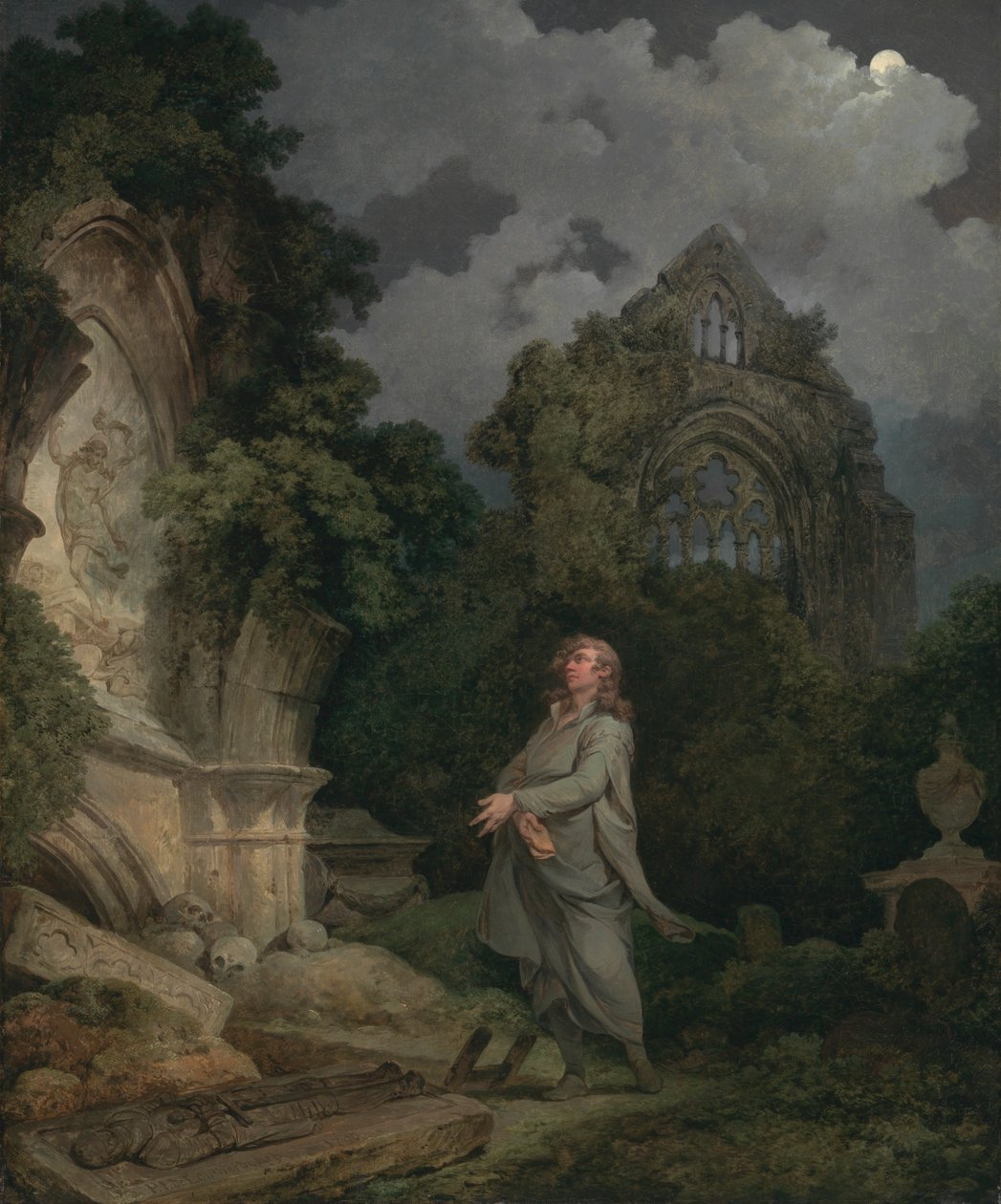 En filosof i en månebelyst kirkegård av Philippe Jacques de Loutherbourg