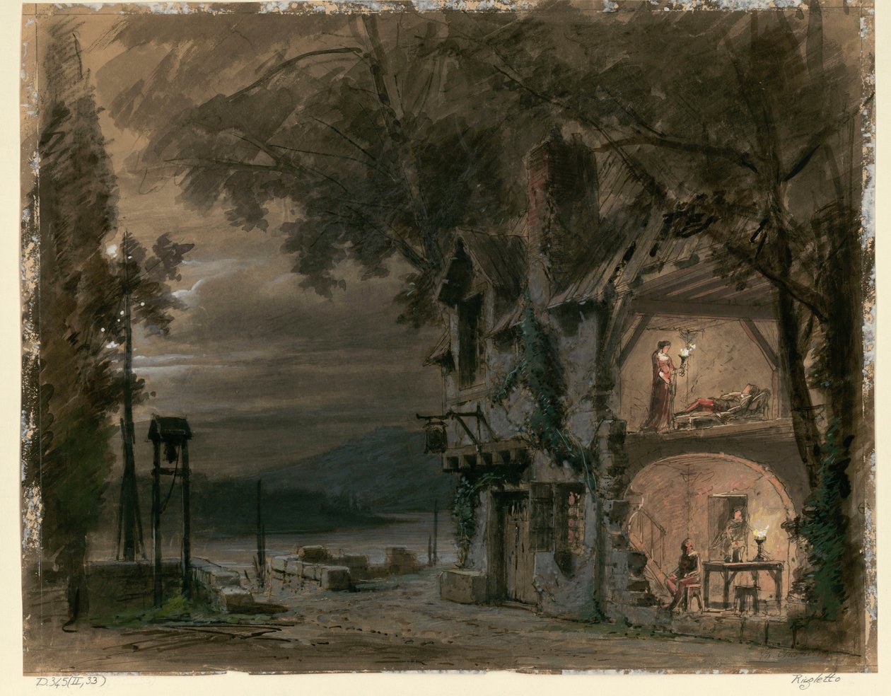 Scenografi for operaen Rigoletto av Giuseppe Verdi. Paris, Theatre National de l