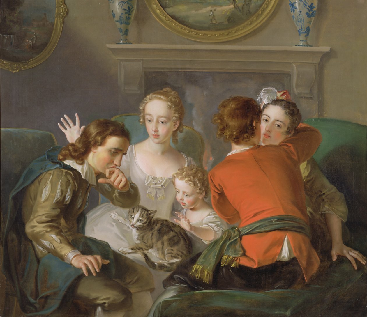 The Sense of Touch, ca. 1744-47 (olje på lerret) (se også 129301 og 129302) av Philippe Mercier