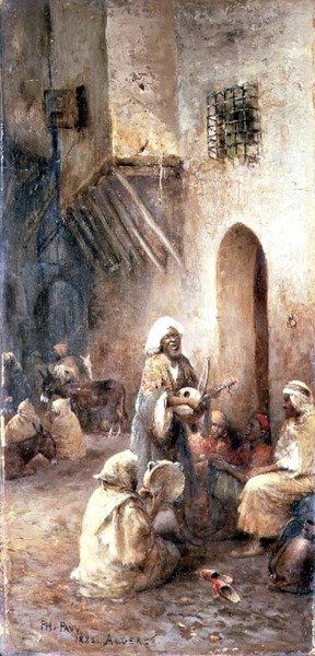 Arabiske musikere i en landsbygate av Philippe Pavy