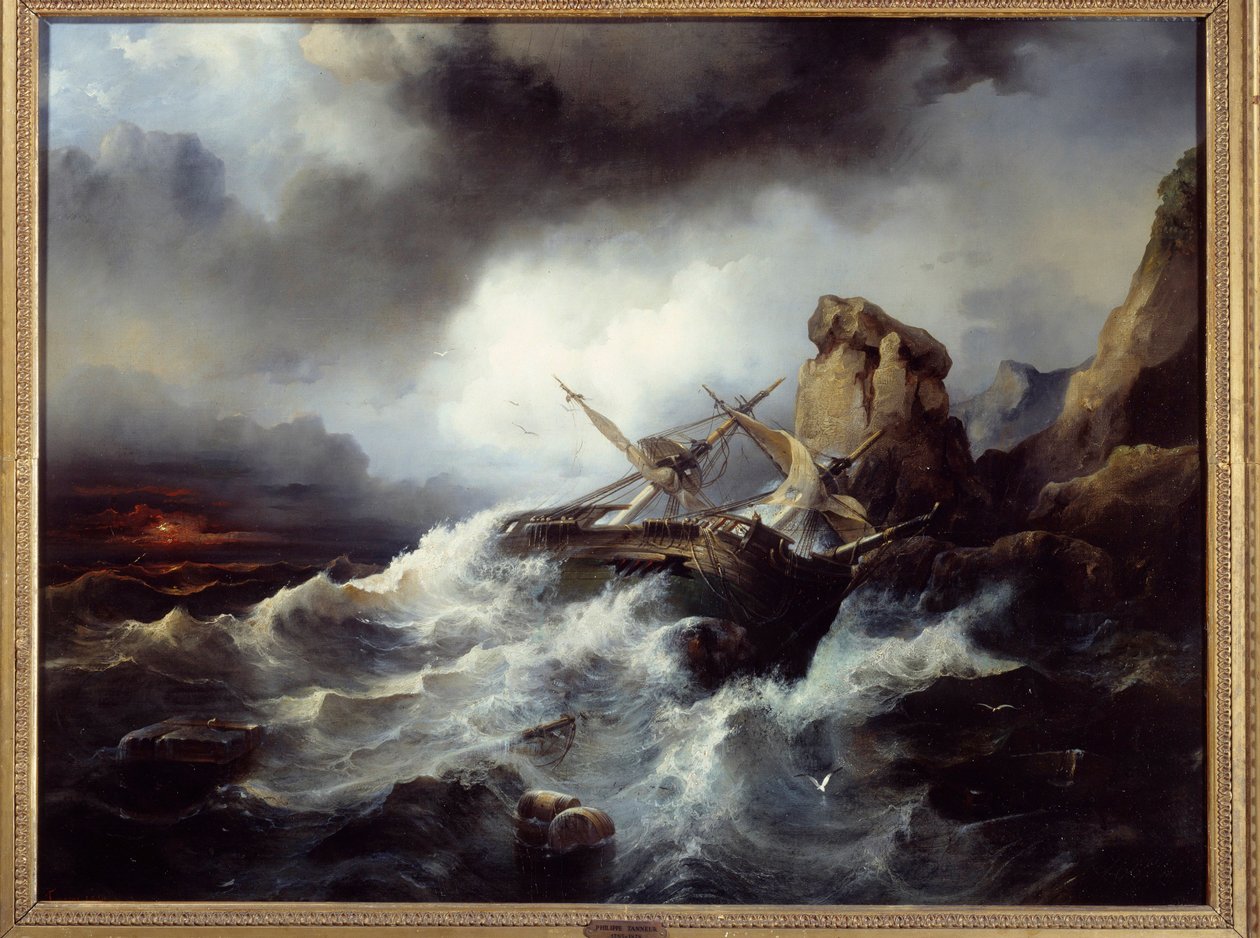 Scene med forlismaleri av Philippe Tanneur (1795-1878) 1850 Brest, Musee des Beaux Arts av Philippe Tanneur
