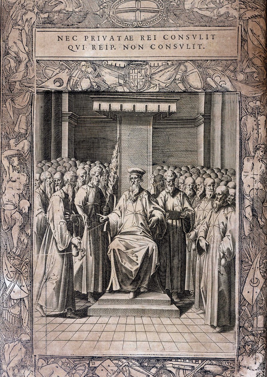 Board of Statutes of the Order of Malta “Statuta Hospitalis Hervsalem”” (Ridderrådet), av Philippe Thomassin, sent på 1500-tallet av Philippe Thomassin