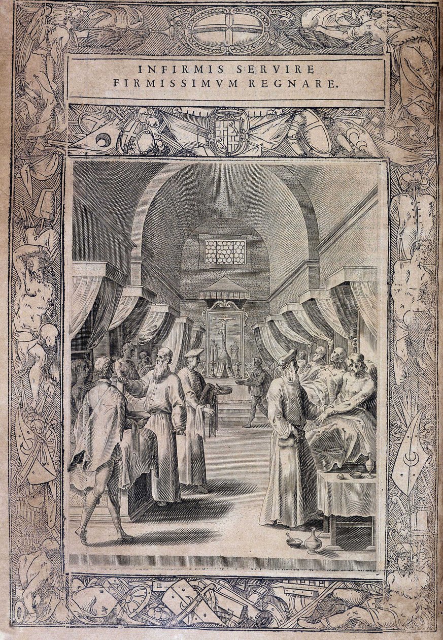 Board of Statutes of the Order of Malta "" Statuta Hospitalis Hervsalem"" (riddere som tar vare på de syke), av Philippe Thomassin, sent på 1500-tallet av Philippe Thomassin