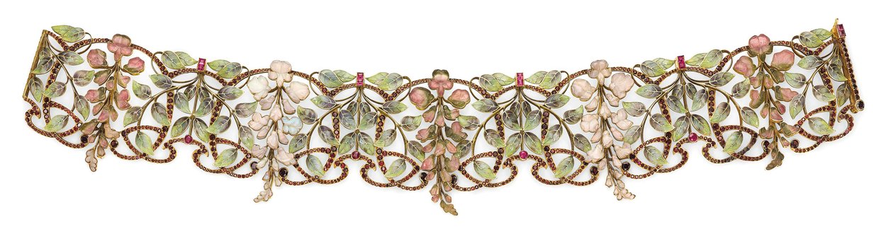 Art Nouveau multi-perle og emalje 