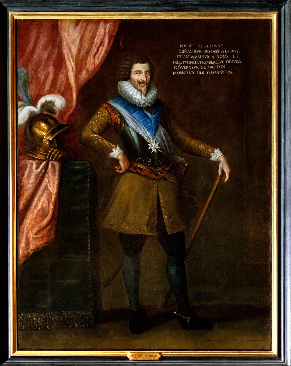 Portrett av Philippe de Bethune, bror puine av Sully, ambassadør i Roma (1561-1649). Han har halskjedet med insigniene til Den Hellige Ånds Orden (Den Hellige Ånds Orden). Maleri tilskrevet Philippe De Champaigne (1602-1674) av Philippe de (attr. to) Champaigne