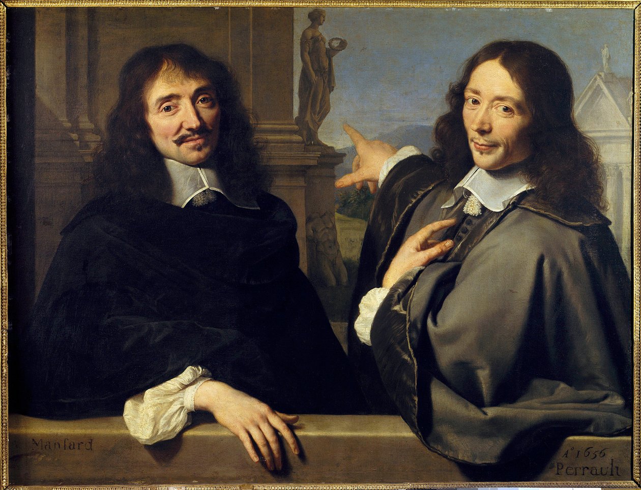 Portrett av to menn: Francois Mansart (1598-1666) og Claude Perrault (1613-1688) av Philippe de (attr. to) Champaigne