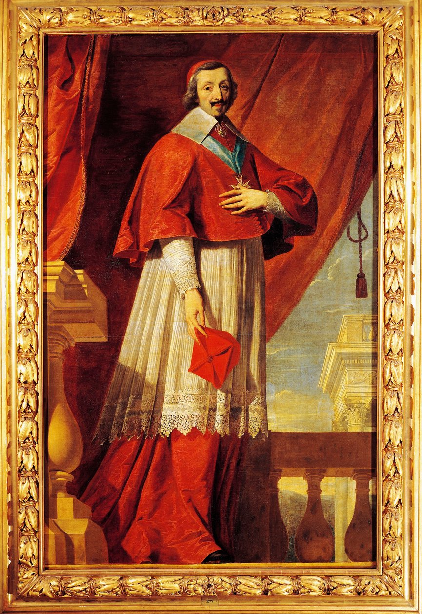 Frankrike, Fontaine Chaalis, Portrett av fransk statsmann og prest, kardinal Richelieu (1585-1642) av Philippe de (school of) Champaigne