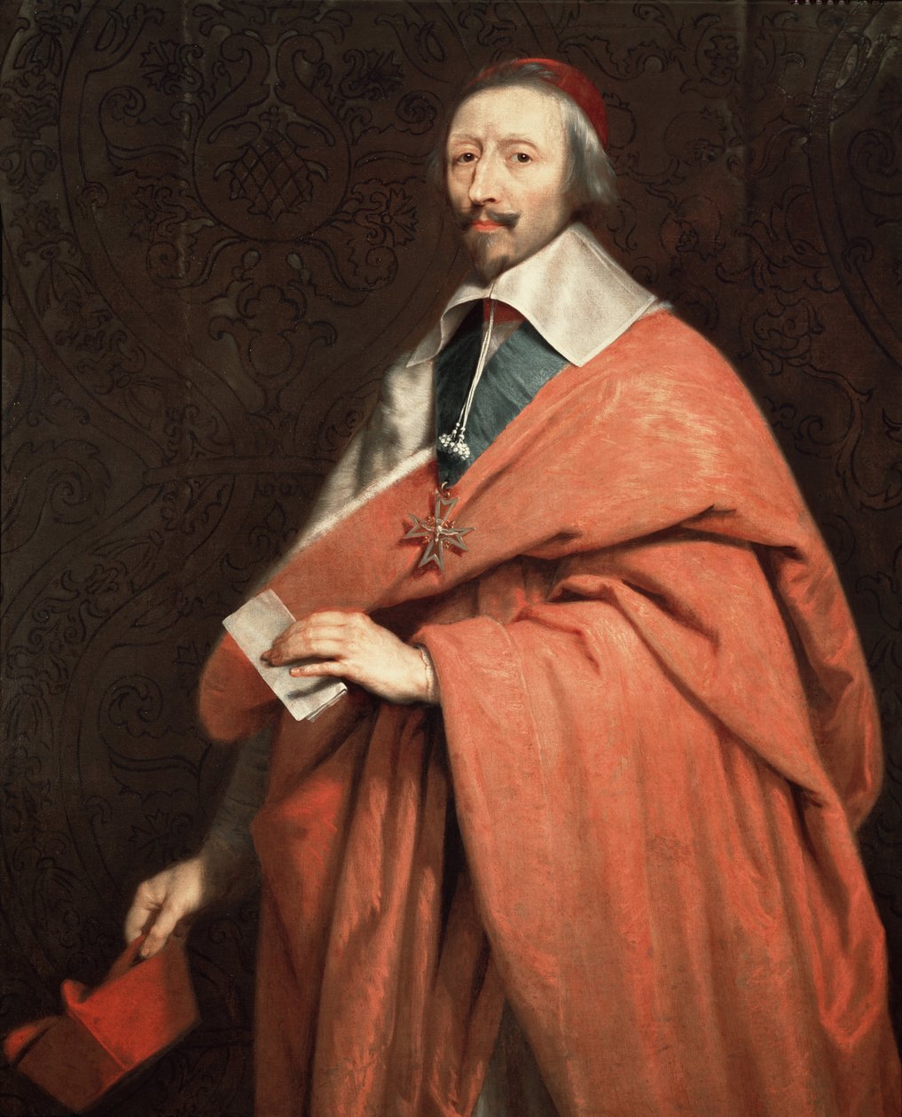 Portrett av Armand Jean du Plessis, kardinal de Richelieu (olje på lerret av Philippe de (studio of) Champaigne