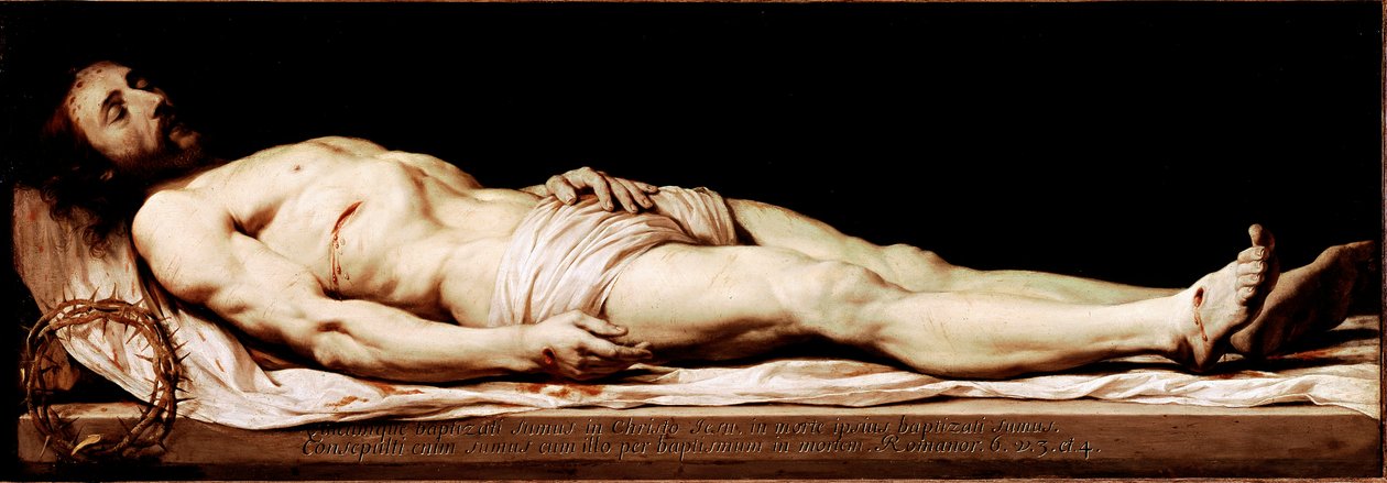 Dead Christ Painting av Philippe de Champaigne (1602-1674) 1600-tallets søn. 68x197 cm Paris, Musée du Louvre av Philippe de Champaigne