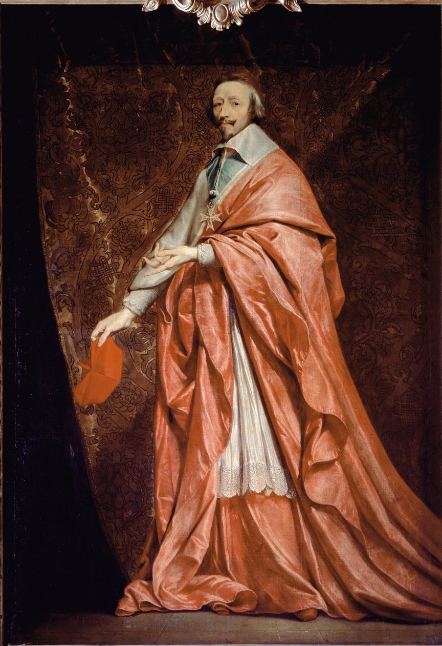 Full lengde portrett av Armand Jean du Plessis, kardinal de Richelieu, minister for Louis XIII - olje på lerret av Philippe de Champaigne