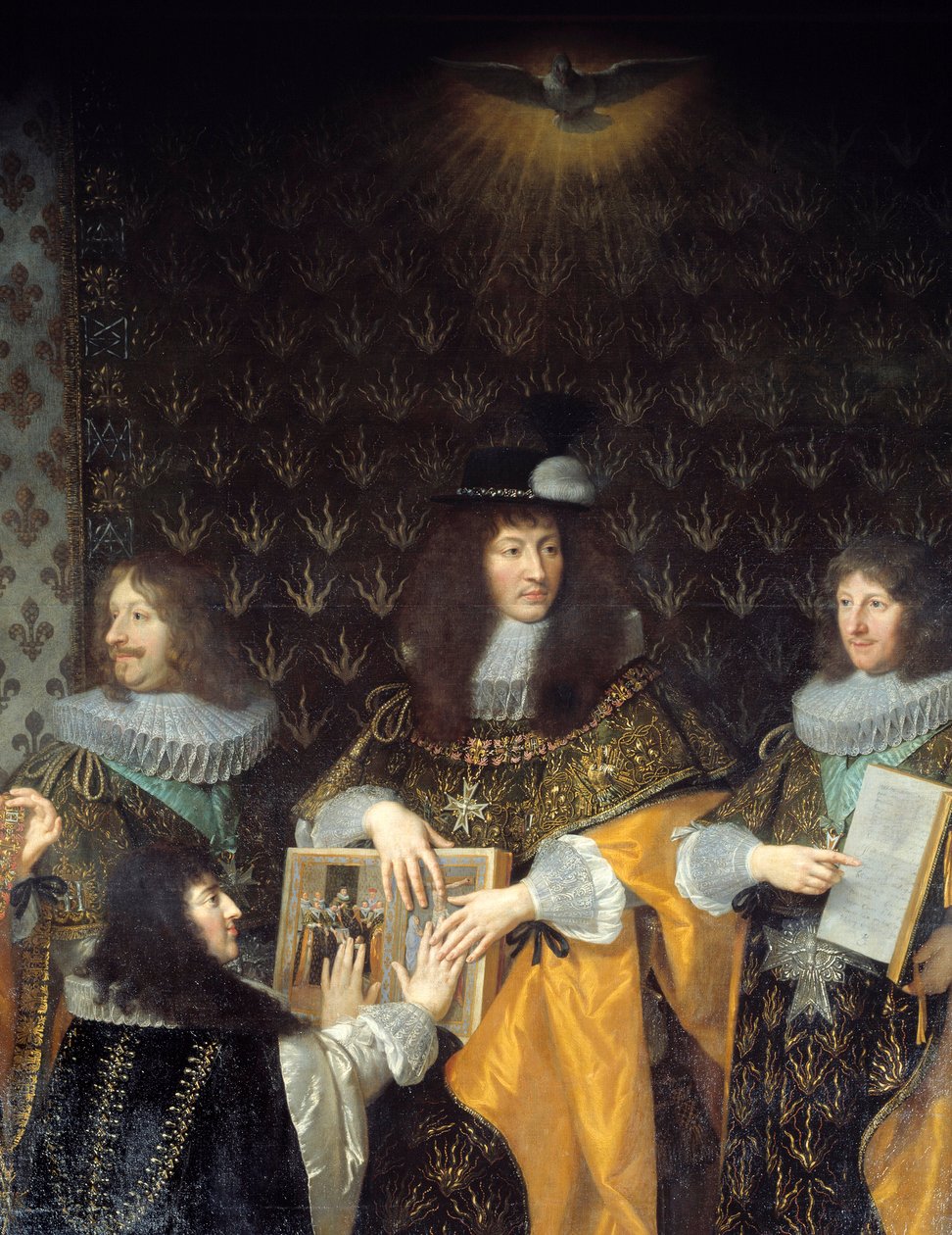 Kong Ludvig XIV mottar ridder av Den Hellige Ånds Orden (Den Hellige Ånds Orden) sin bror hertugen av Anjou Detail. Maleri av Philippe de Champaigne (1602-1674) Grenoble fra 1600-tallet, Musee des Beaux Arts av Philippe de Champaigne