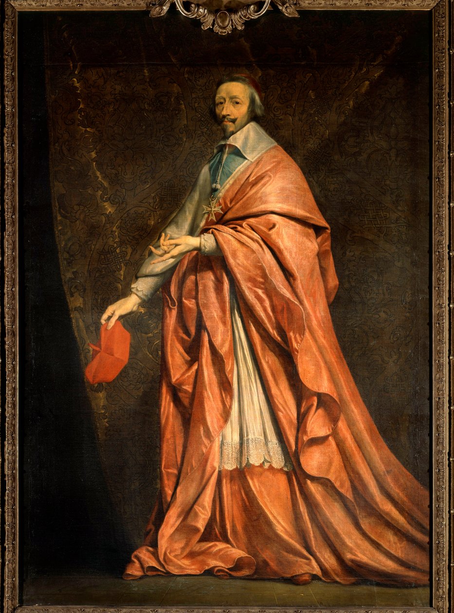 Portrett i full lengde av Armand Jean du Plessis, kardinal de Richelieu (1585-1642), minister for Louis XIII Maleri av Philippe de Champaigne (1602-1674) 1600-tallets søn. 2,22x1,55m. av Philippe de Champaigne