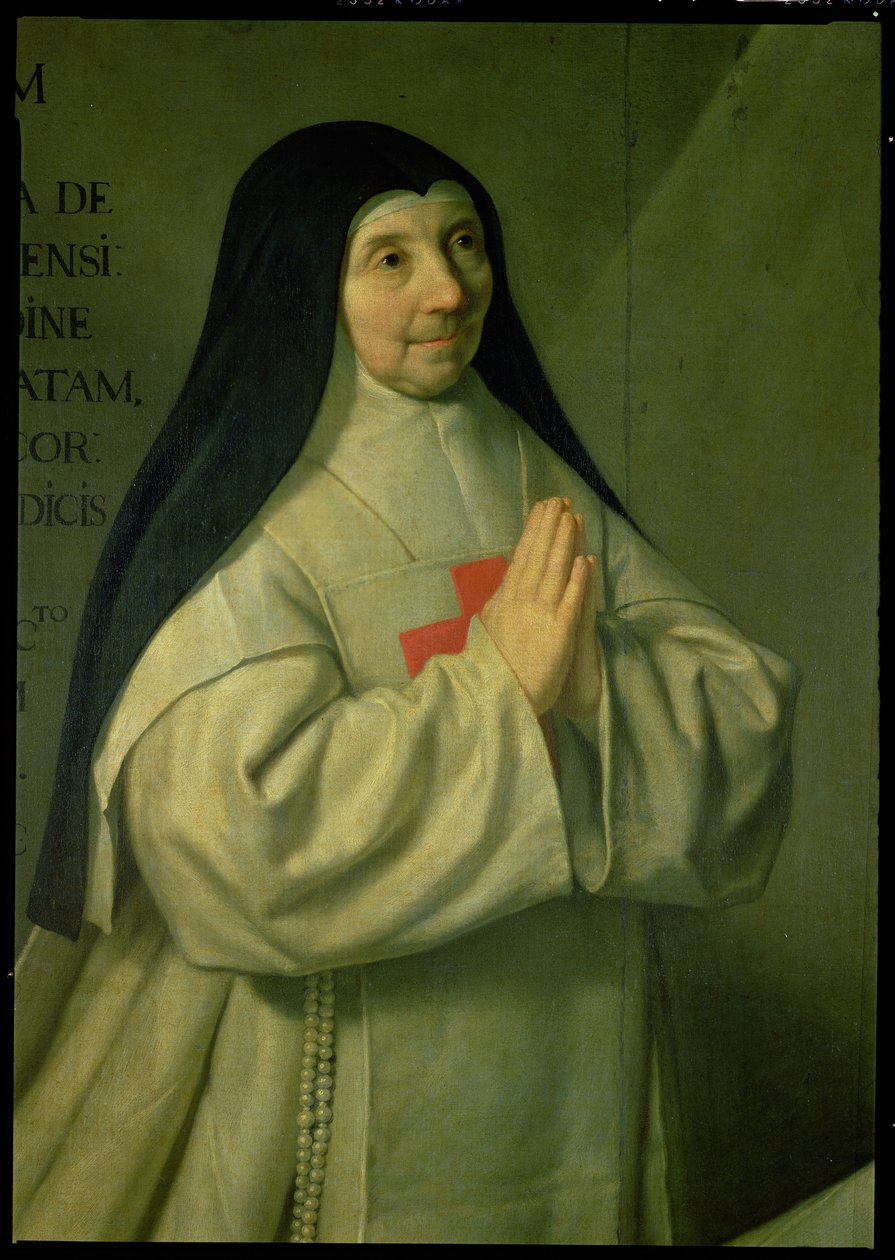 Portrett av mor Catherine-Agnes Arnauld 1593-1671 1662 detalj av 89736 av Philippe de Champaigne