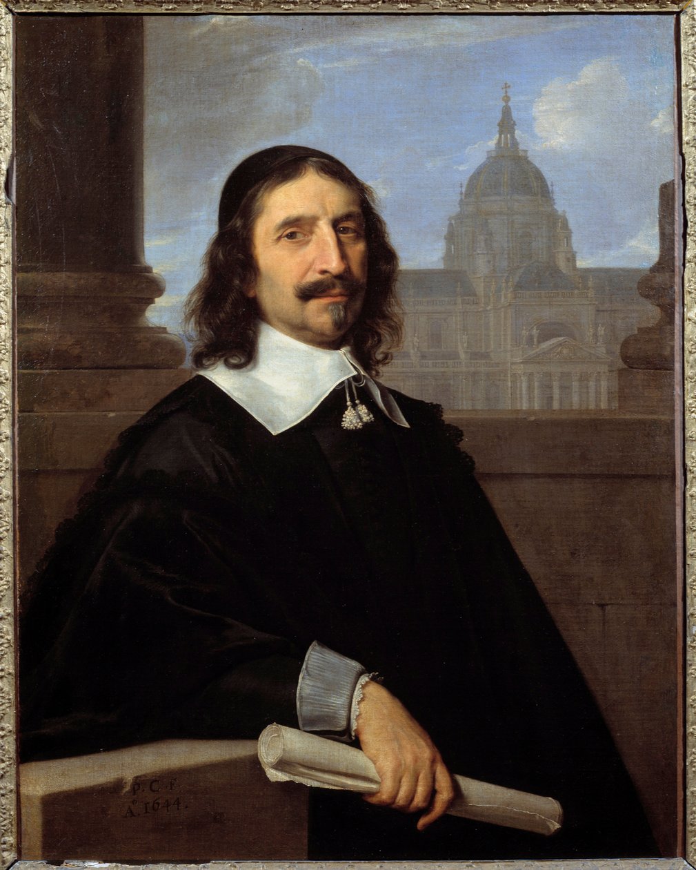 Portrett av arkitekten Jacques Lemercier (1585-1654) foran kapellet i Sorbonne Maleri av Philippe de Champaigne (1602-1674) (ec.flam.) 1600-tallet Søn. 0,97x0,75m - - Portrett av arkitekten Jacques Lemercier (1585-1654), foran t av Philippe de Champaigne
