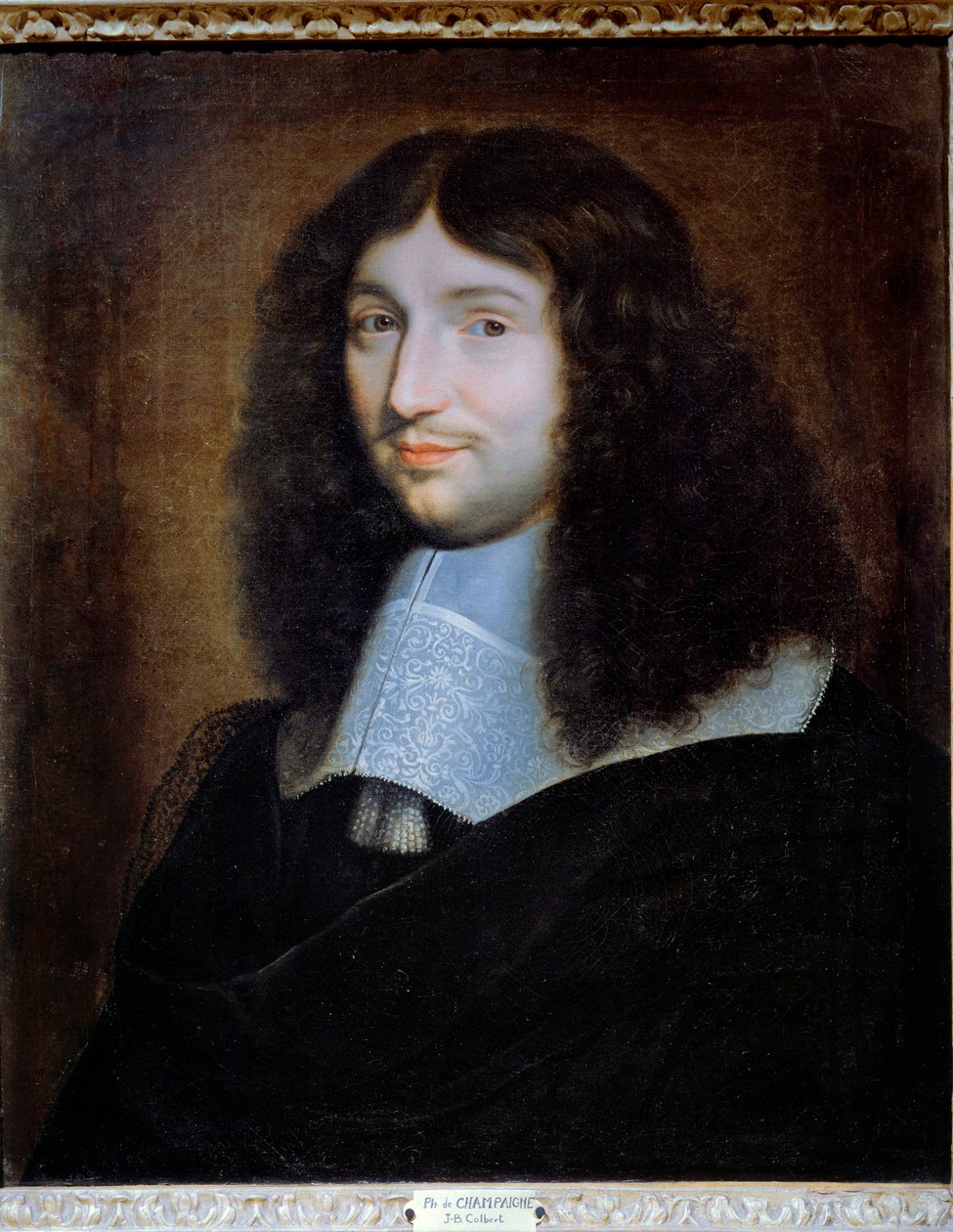Antatt portrett av Jean Baptiste (Jean-Baptiste) Colbert (1619-1683), finansintendent for Ludvig XIV"" Maleri av Philippe De Champaigne (1602-1674). Reims, Musee Des Beaux Arts - Portrait of a Man, antatt å være Jean Baptiste (Jean-Baptiste) Colbert av Philippe de Champaigne