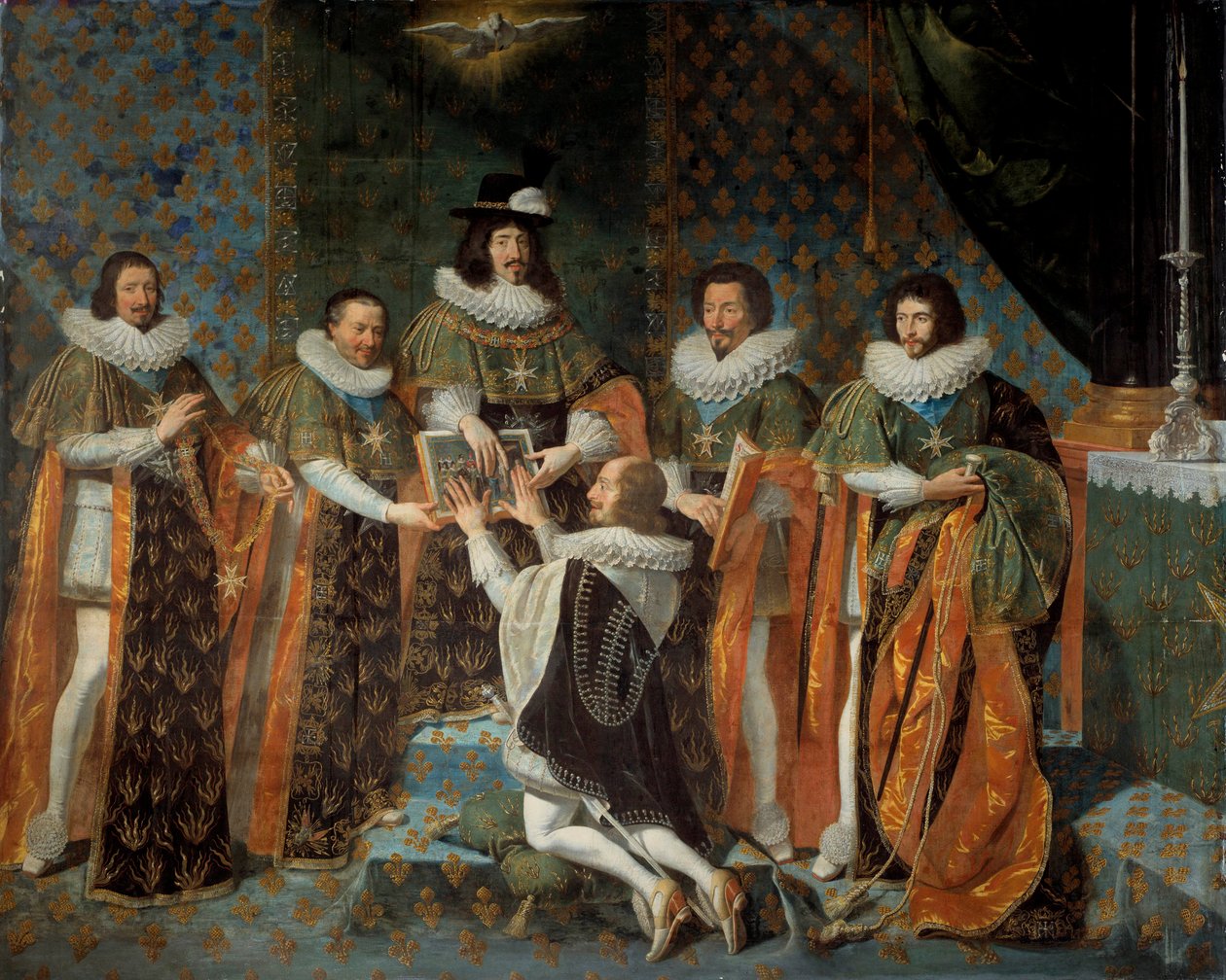 Mottakelse av Ludvig XIII (1601-1643) av Henri II av Orleans, hertug av Longueville og Estouville, suveren prins av Neufchatel (1595-1663) Ridder av Den Hellige Ånds Orden 15.05.1633 Ludvig XIII er omringet av Claude Bartillier , Storkasserer i t av Philippe de Champaigne