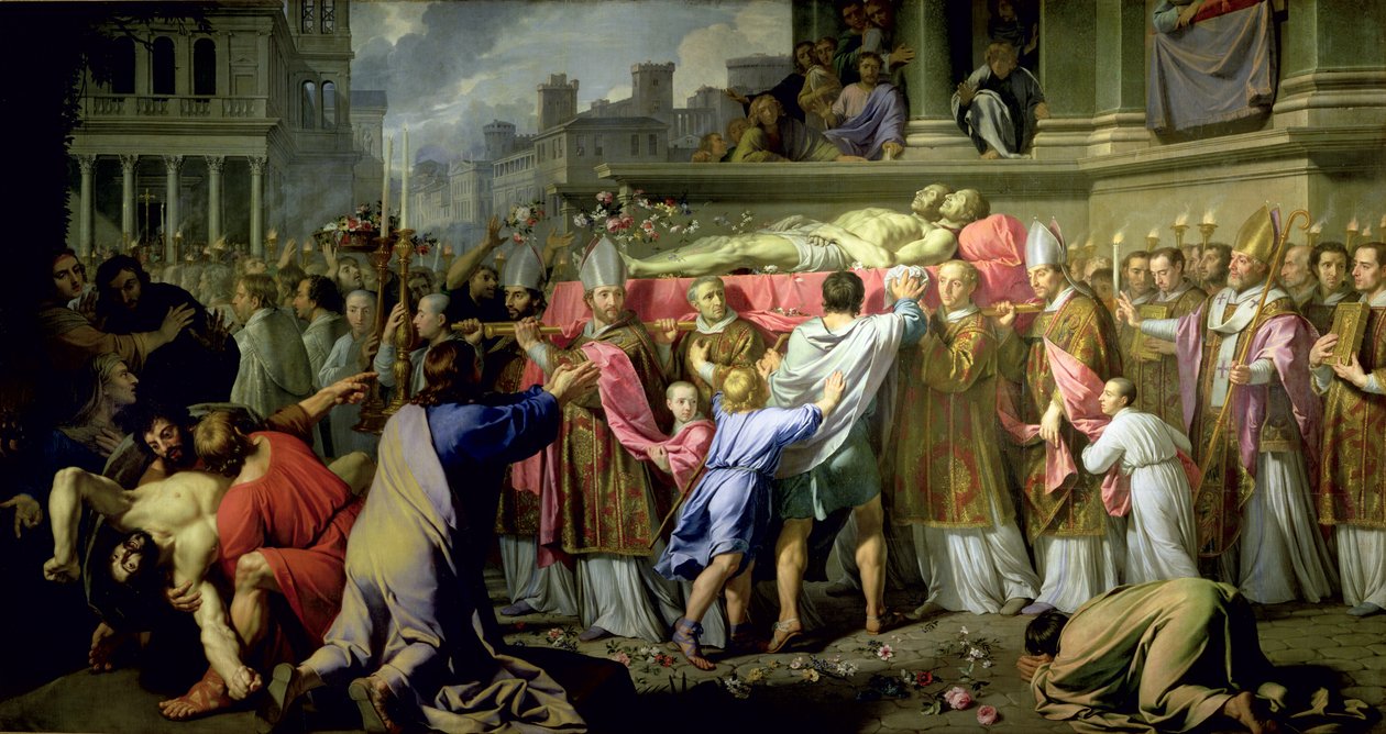 Oversettelsen av kroppene til SS. Gervase og Protase til katedralen i Milano, 1661 av Philippe de Champaigne