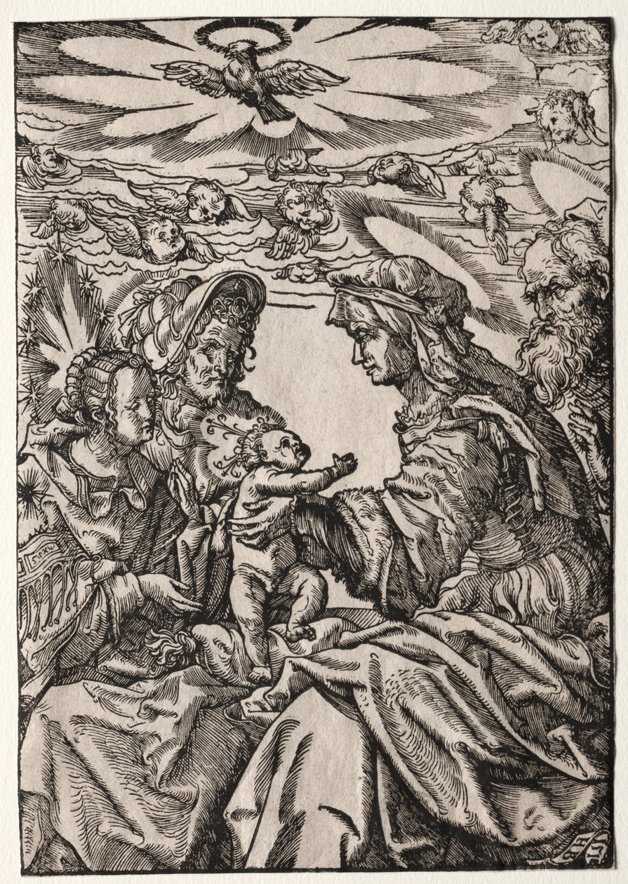 Den hellige familie med St. Anne og Joachim av Philippe de Lasalle