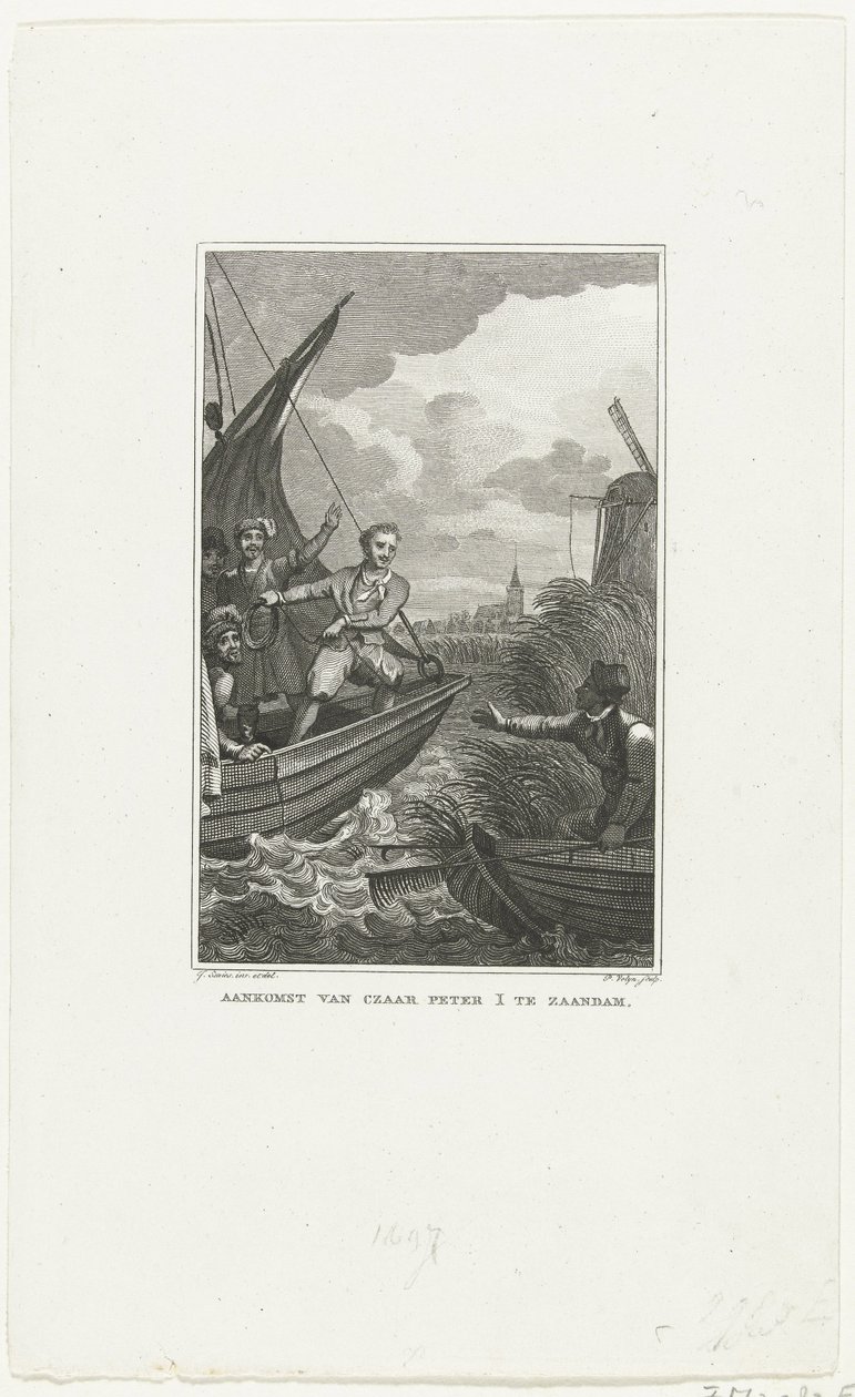 Ankomst av tsar Peter den store i Zaandam, 1697, ca. 1829 av Philippus Velijn