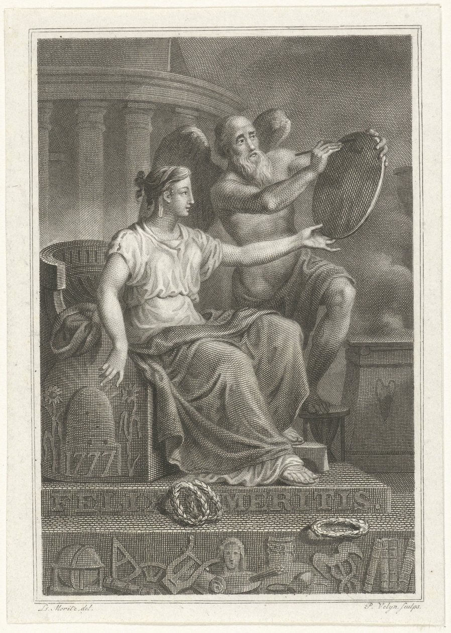Symbolsk representasjon på 50-årsjubileet for Felix Meritis, 1827 av Philippus Velijn